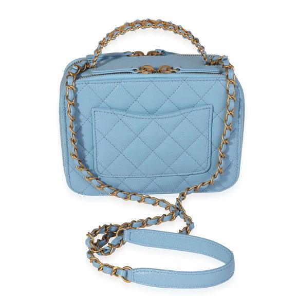 Chanel Light Blue Quilted Caviar Chanel Top Handle Vanity Case - Picture 3 of 5